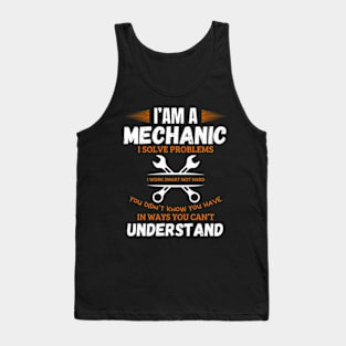 I Am A Plumber I Solve Problems Quote Template Contrast Flat Key Texts Tools Tank Top